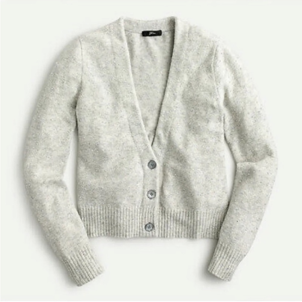 EUC - J. Crew V-neck sparkle cardigan sweater in Supersoft yarn - Size XL